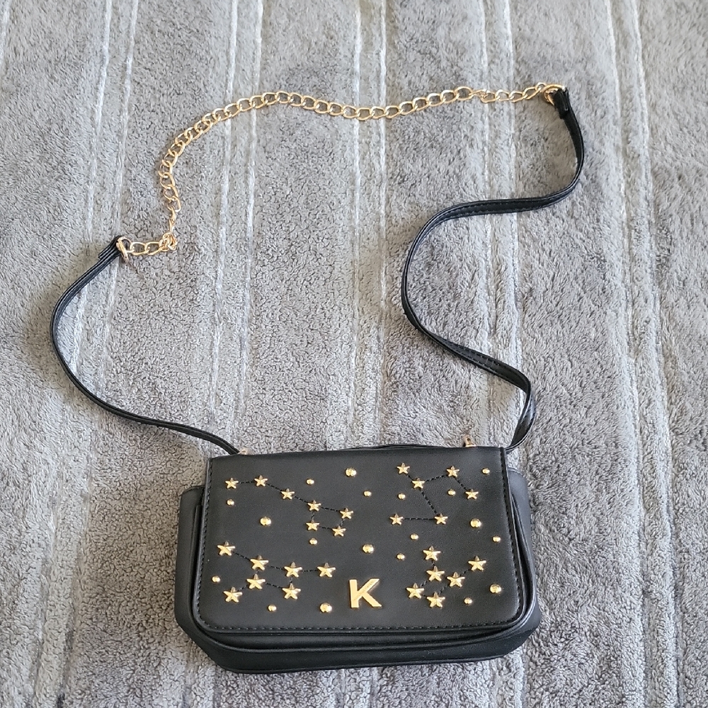 Kendall + Kylie Black Crossbody Bag with Gold Star Accents